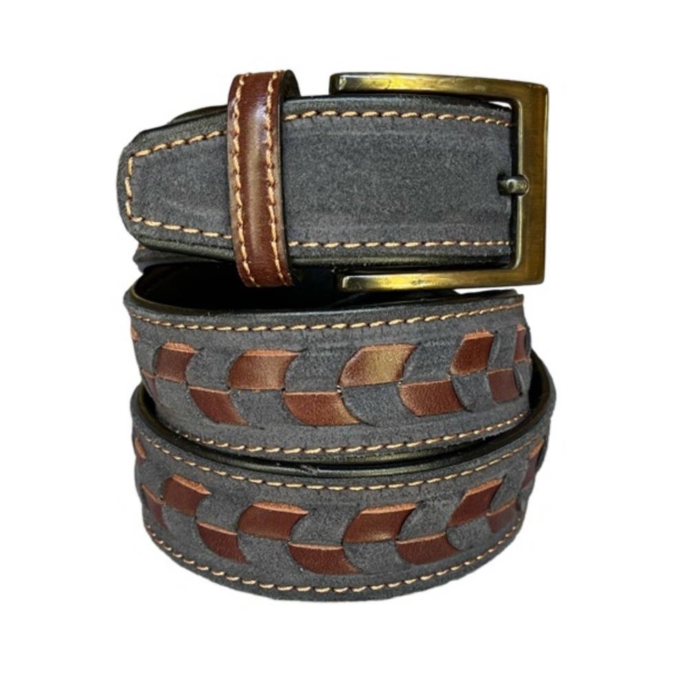 NWOT Blue/Brown Suede/Leather Belt Made In Argentine Size 34 Unisex